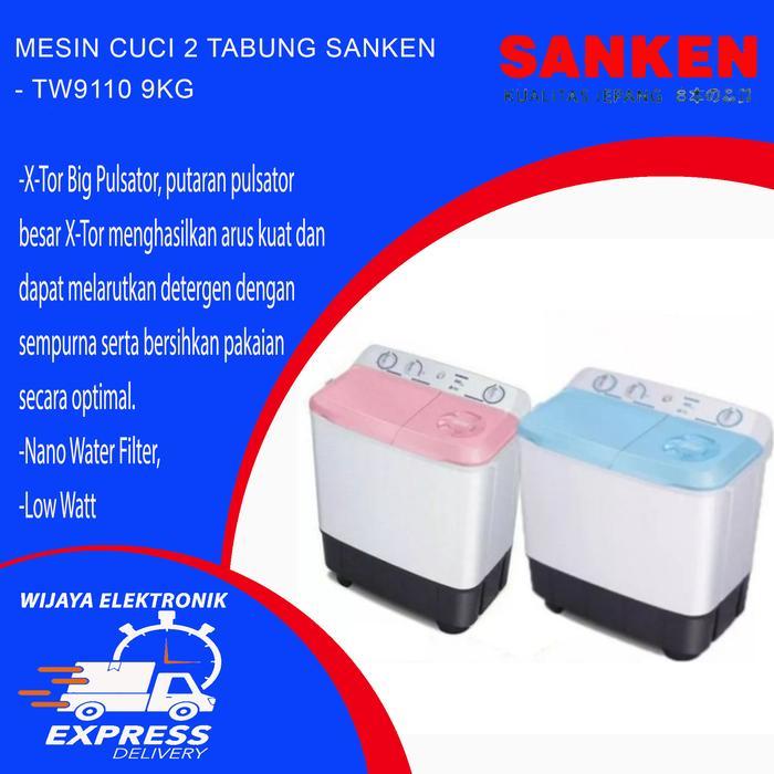 Super Hemat Mesin Cuci Sanken Tw-9110 2 Tabung Tw 9110
