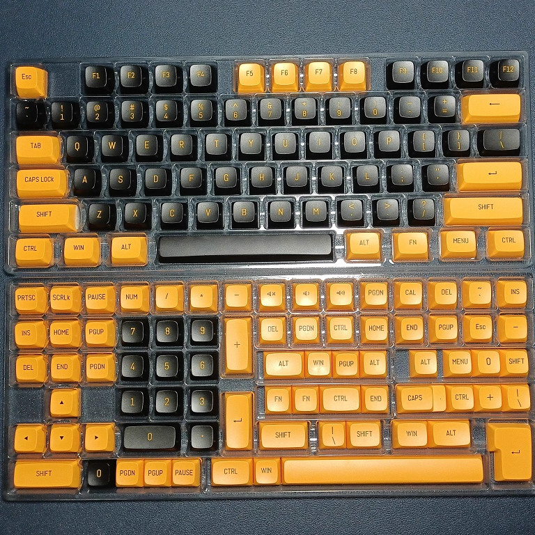 Black Yellow Keycap CSA Profile PBT Double Shot Keycaps For Cherry Mx Switch Mechanical Gaming