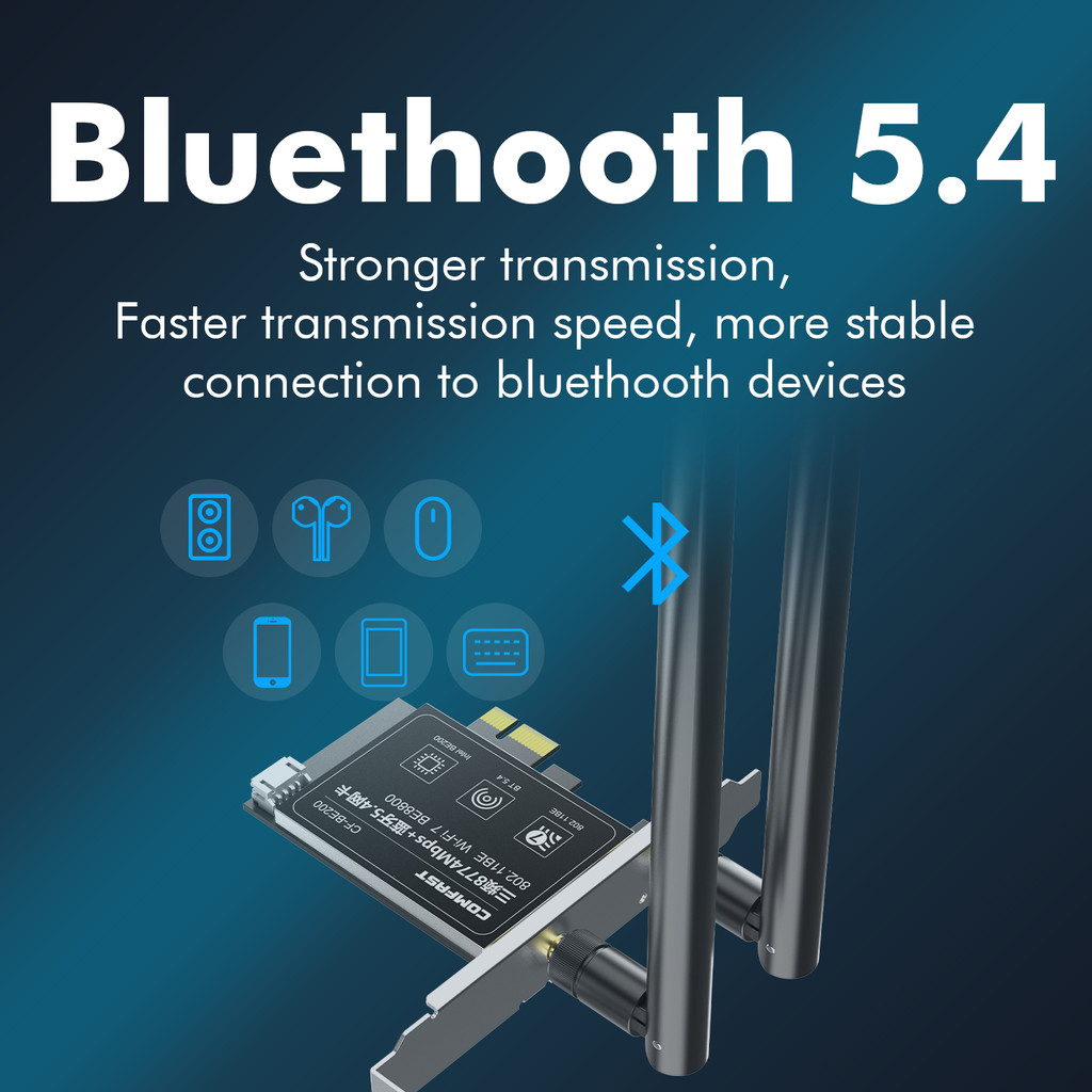 COMFAST BE200 PCI-E Wireless Adapter 8774M WiFi 7 Pcie Card Bluetooth 5.4 6GHz 802.11BE PC/Laptop
