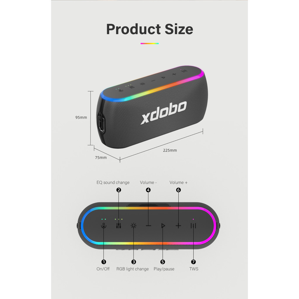 XDOBO X8 III Bluetooth Speaker Wireless Subwoofer 6600mAh 60W Powerful Deep Bass Power Bank Outdoor