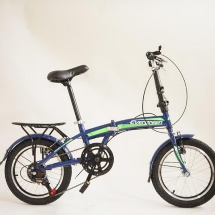 Hot Sale Sepeda Lipat Evergreen 16 Inch 7 Speed Warna Biru Folding Bicycle