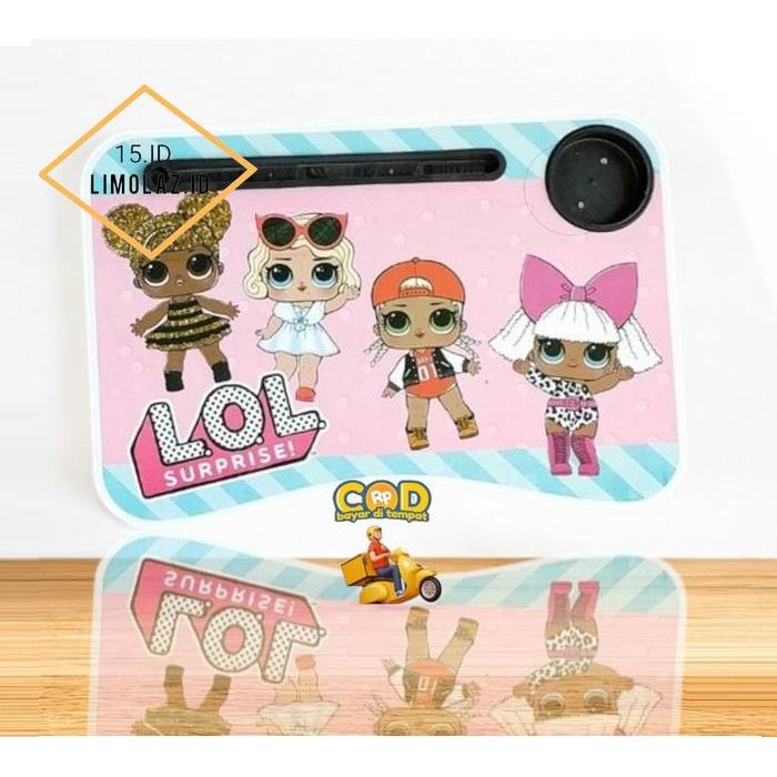 MEJA BELAJAR LIPAT MEJA LAPTOP KARAKTER MOTIF ANAK PEREMPUAN LUCU IMUT HELOKITI LOL FROZEN KUDA PONI