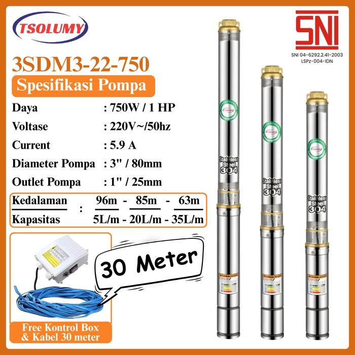 Tsolumy Pompa Air Satelit 3SDM Series 2501100 Pompa Sumur Dalam Stainless Steel 304 Pompa Sumur BOR