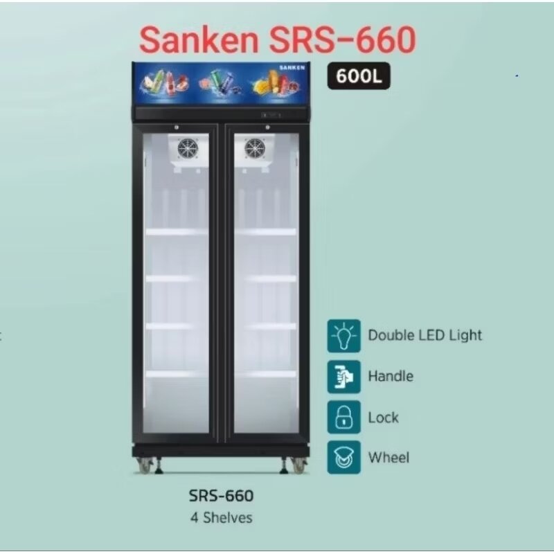 SANKEN KULKAS PENDINGIN MINUMAN 600L INVERTER 2PINTU SHOWCASE SRS-660
