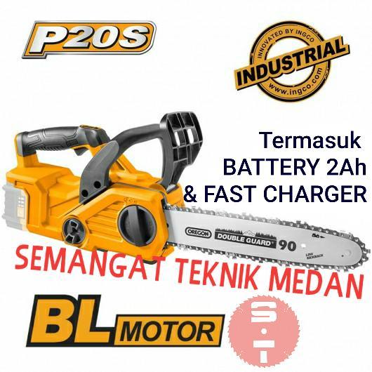 CGSLI2001 CORDLESS MESIN GERGAJI CHAINSAW BATERAI 12" 20V 2AH INGCO