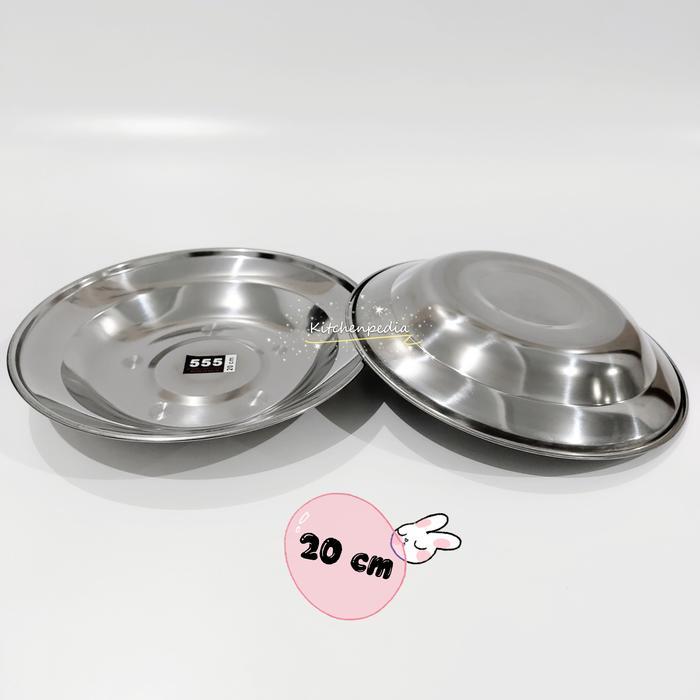 Piring Stainless Steel 555 Import India Lebih Tebal 20 cm Piring Makan