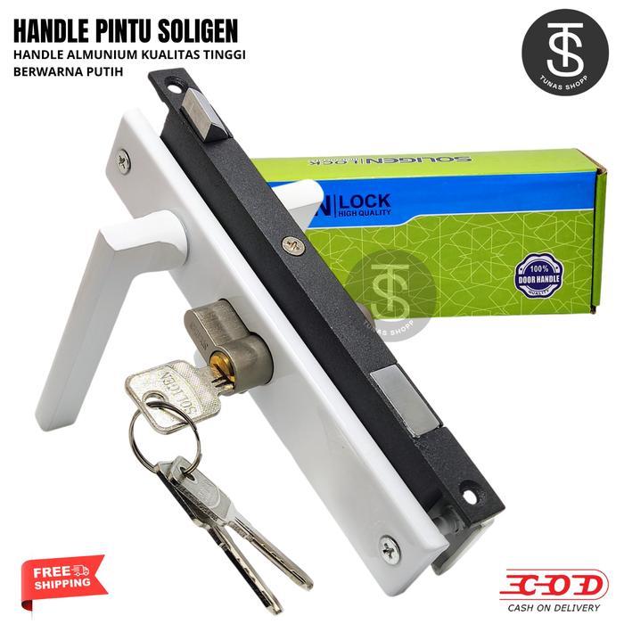 SOLIGEN Set Handle Pintu Aluminium / Handle Pintu Kawat Nyamuk / Handle Pintu Alum SOLIGEN Putih /