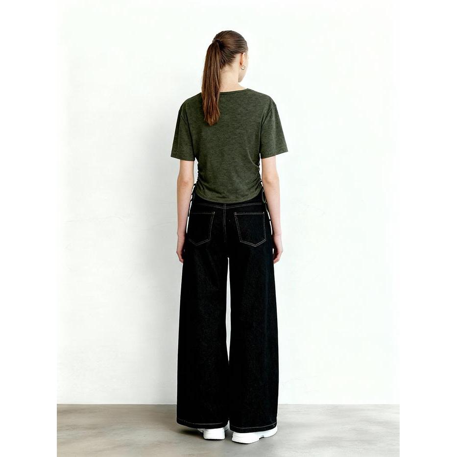 [Anniversary Picks] Kaos Army Crop Top V-Neck Tali Serut Wanita 525A Mein