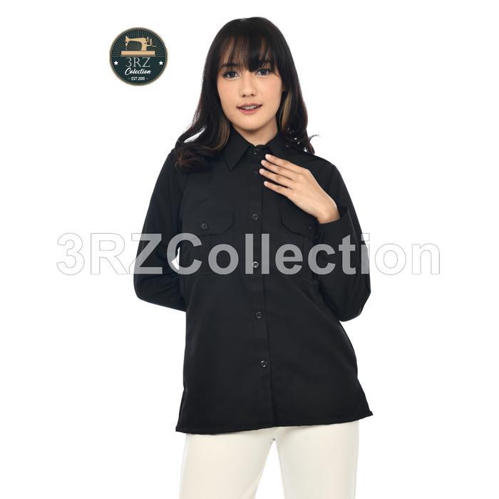 Baju Kerja Pdl Hitam Polos Wanita Lengan Panjang Dan Pendek Terlaris