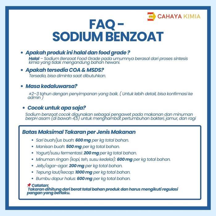(Gosend / Grab )- Sodium Benzoat / Natrium Benzoat Wuhan - 25Kg Pengawet Makanan Dan Minuman Food