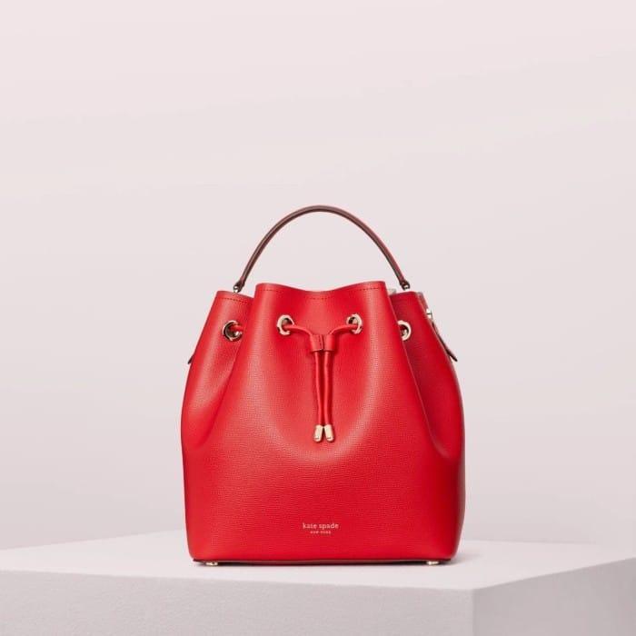 Premium Kate Spade - Vivian Medium Bucket Bag Hot Chili Color Original