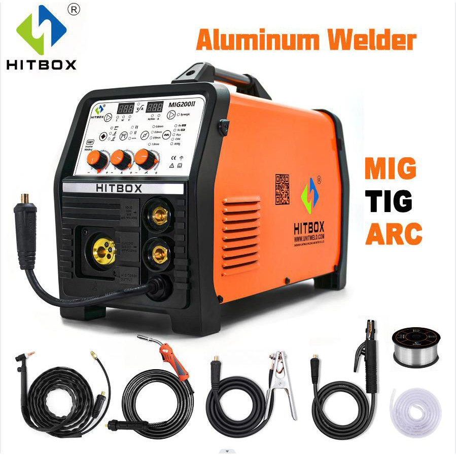 5 In 1 MIG200 HITBOX Baja Tahan Karat Besi Mig Tukang Las Semi-otomatis ARC TIG MIG Mesin Las Alumin