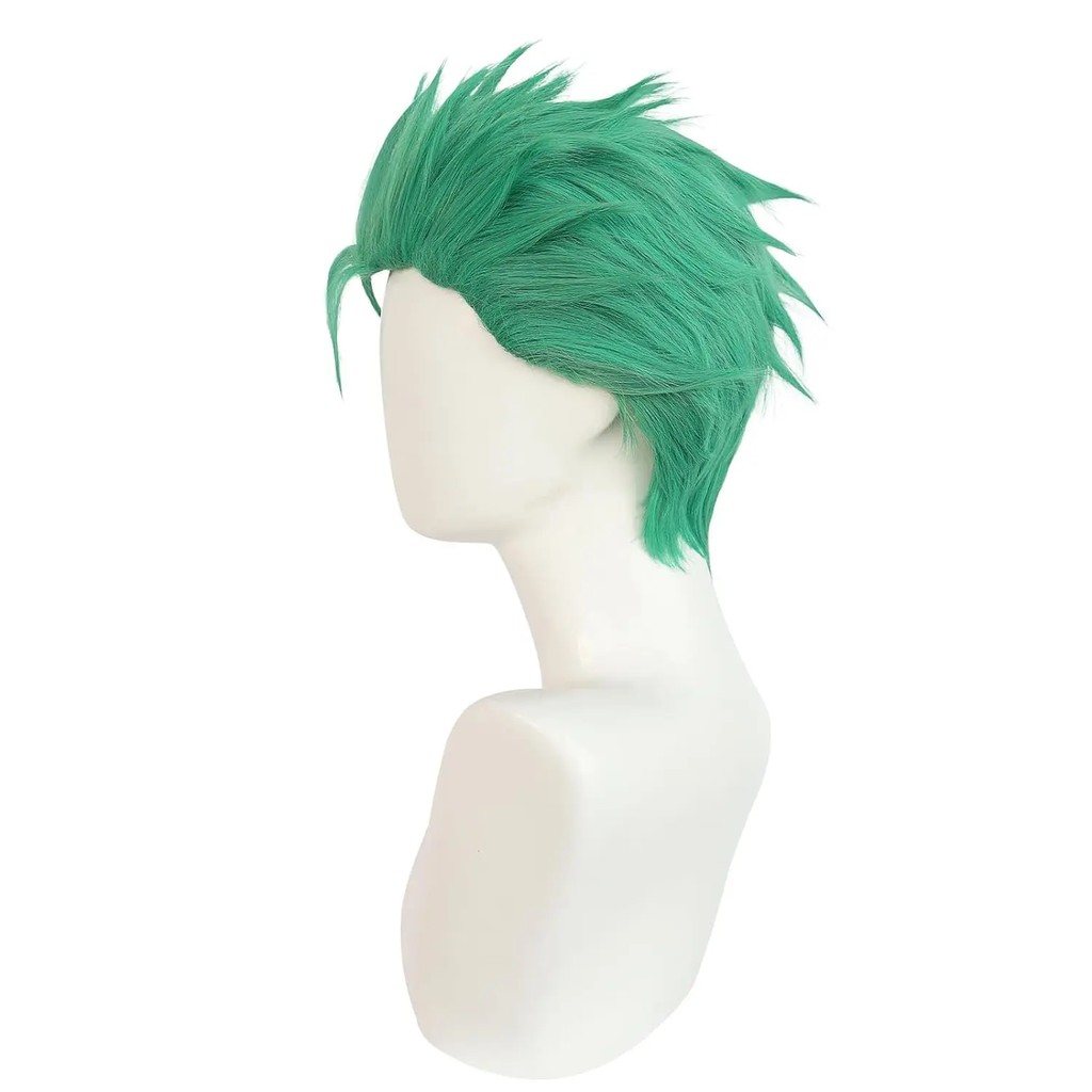 Anime Wig Zoro Wig Men Short Green Layered Wig Boys Heat Resistant Synthetic Halloween Party Cosplay