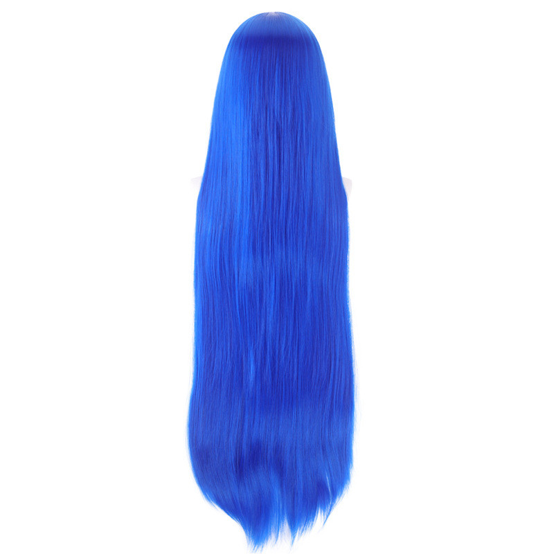 High Quality Anime Izumi Konata Cosplay Wig Long Straight Hair Dark Blue Wig Heat Resistant