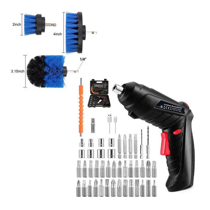 Mesin Bor Mini Obeng Cordless Screwdriver Sikat Pembersih Cuci Sepatu Laundry - Shoe Cleaning Brush