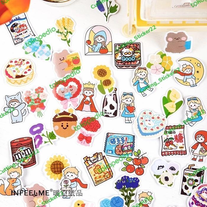 45 PCS CUTE STICKER SET GRILL FLOWER STICKER JOURNAL BOOK DECOR