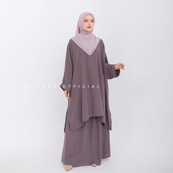 Kalisha - Tunik Wanita Tunik One Set Baju Wanita Dewasa Tunik Set Rok Malay Setelan Oneset Rok Aruna