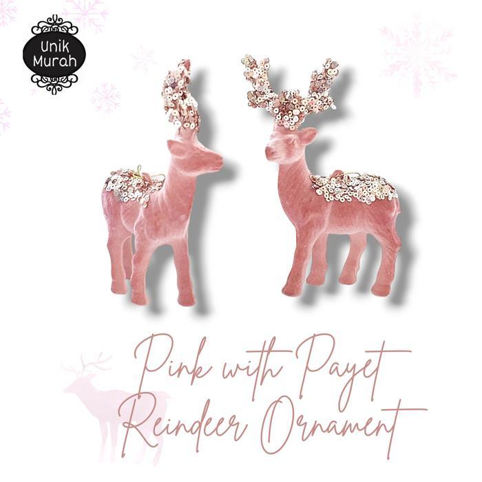 Hiasan Natal - Ornament Gantung - Pink Payet Reindeer 1S Terbaik