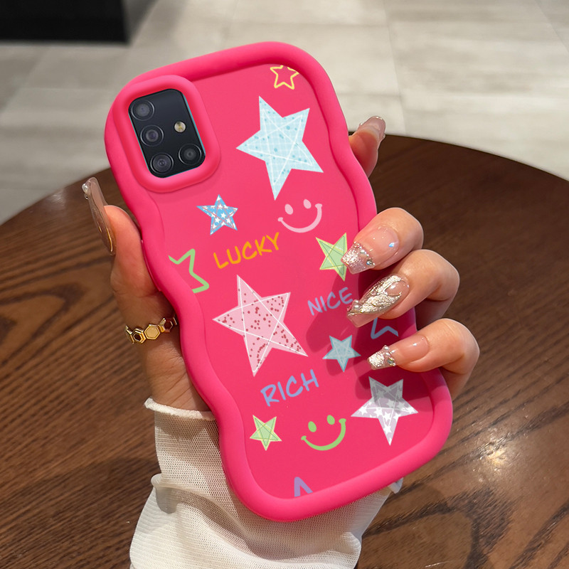 Casing Hp Untuk Samsung A51 M40s Case Bintang senyum Cesing Wave Gelombang Kesing Frosted Silikon Ka