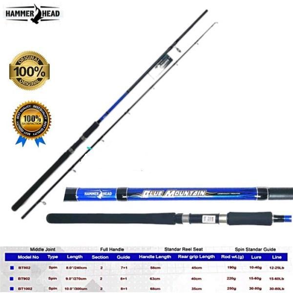 Tongkat pancing joran hammer head blue mountain joran carbon hollow