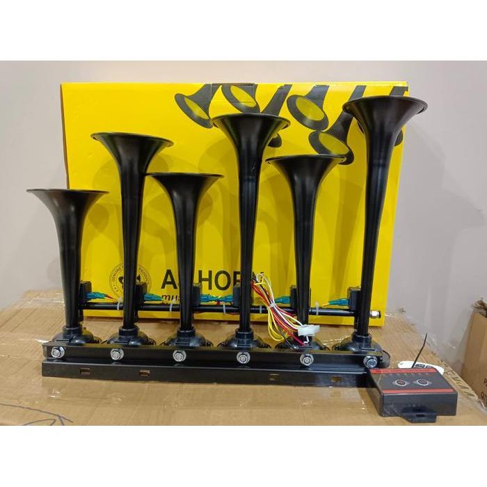 KLAKSON TELOLET BASURI 6 CORONG 24V / KLAKSON MOBIL TRUK AJ HORN 37 SUARA FULLSET
