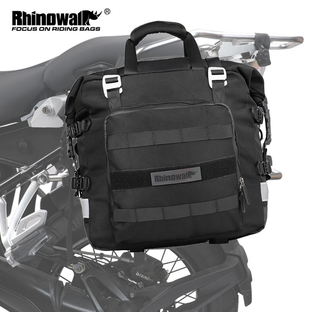 Rhinowalk Motorcycle Side Bag Fully Waterproof Inside 20L Expand 30L Universal Hook Saddle Bag With