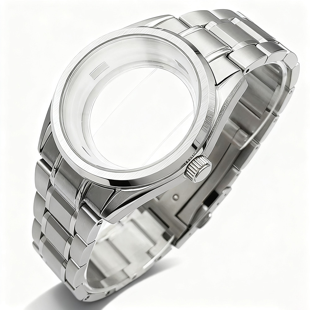 39.5mm Silver Watch Case Fit 33.5mm Dial For Seiko Grand NH35/36/34/4R Automatic Movement Sapphire