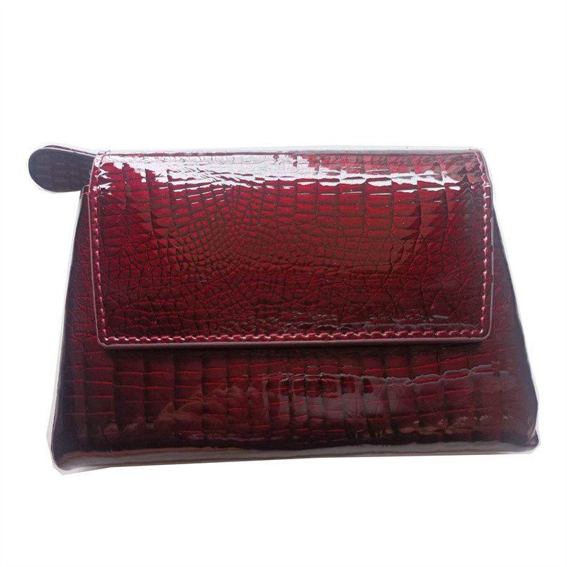 2026 New Alligator Cow Leather Wallet Magnetic Clasp Short Purse Woman RFID Genuine Leather Card
