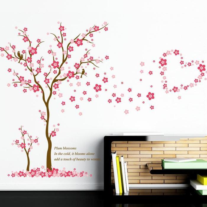 Stiker Dinding Pohon Bunga Sakura Merah 9256 Hiasan Sticker