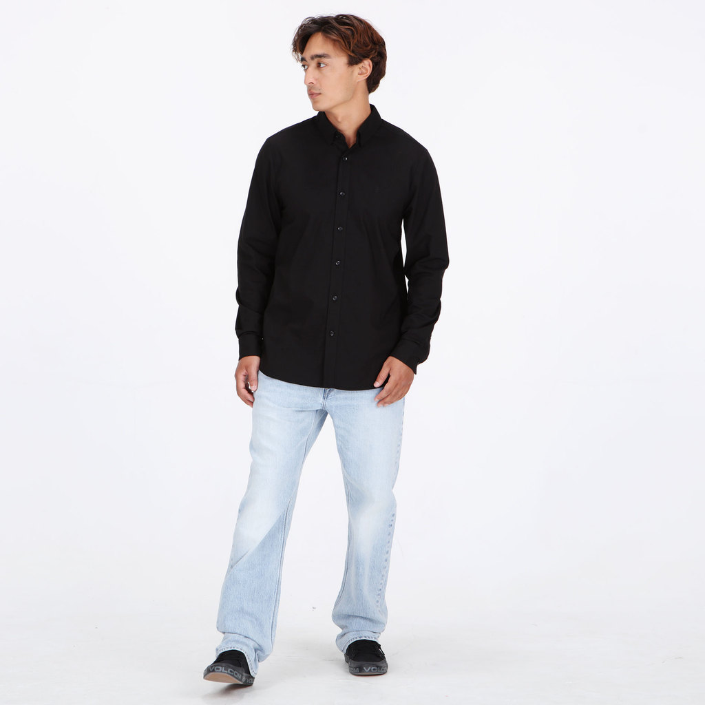 VOLCOM - MLH OXFORD STRETCH LONG SLEEVE SHIRT BLACK