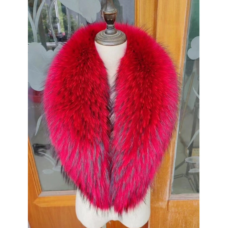 Raccoon Fur Collar Female Winter Fur Collar Coat Jacket Shawl Women Furry Fur Collar Scarves Neck