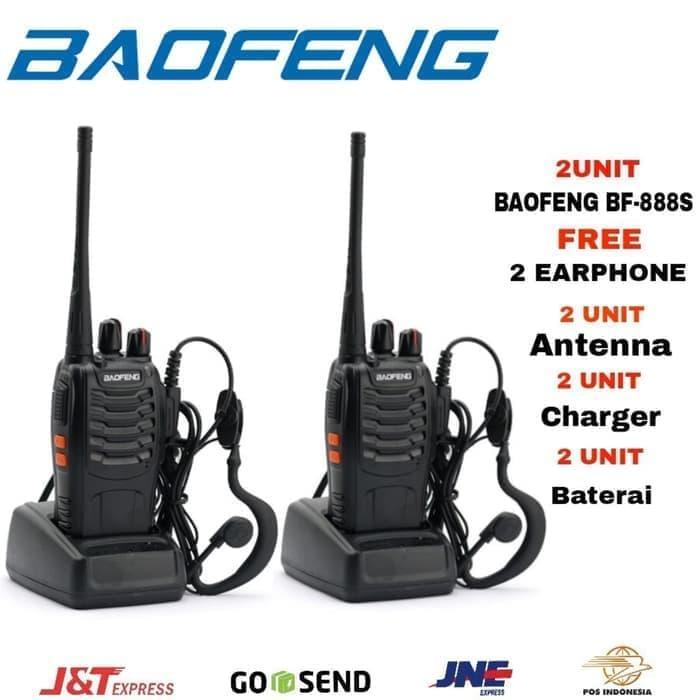 Paket 2 Unit Sepasang Radio Komunikasi Handy Talky Ht Baofeng Bf 888S