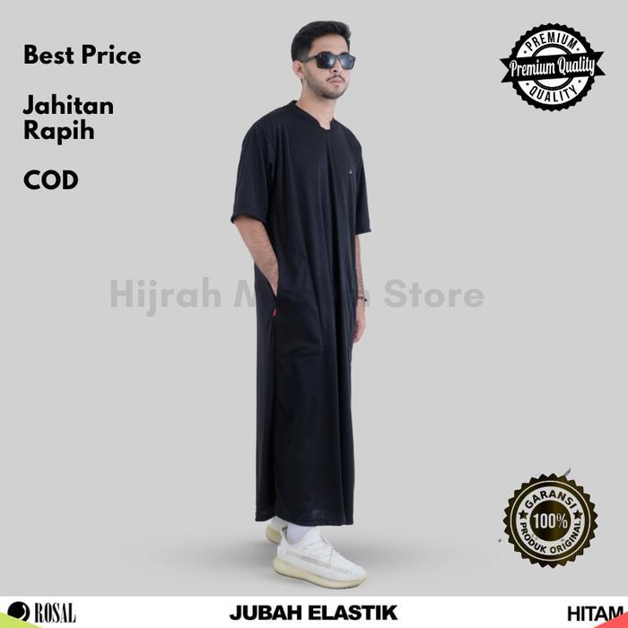 Jubah Elastik Rosal - Jubah Gamis Pria Lengan Pendek Lentur Dan Ringan Bahan Kaos Jersey Dry Fit