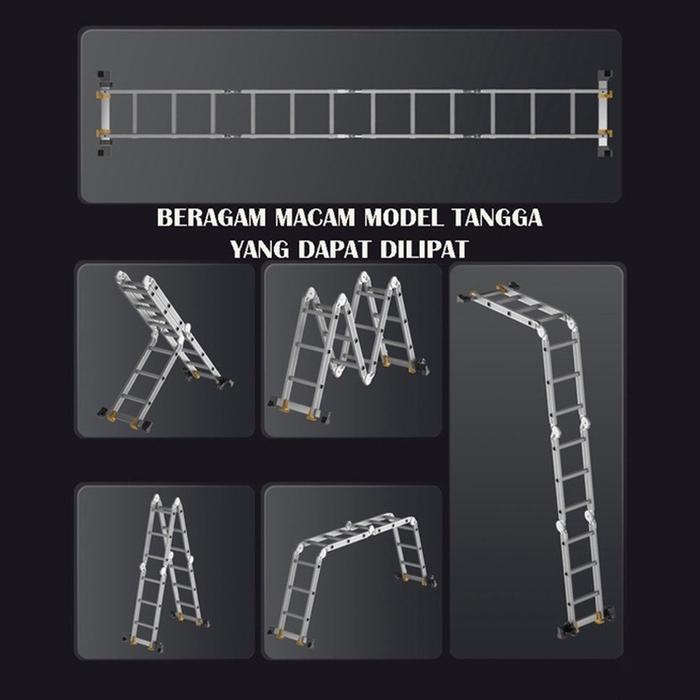 Tangga Lipat 5.8 Meter Paduan Aluminium Teleskopik Tangga Teleskopik Multifungsi