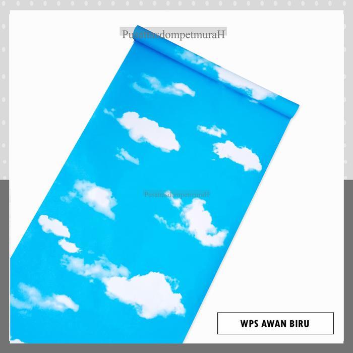 "New" Wallpaper Stiker Plafon Atap Rumah Motif AWAN BIRU LANGIT Bahan Kertas Pvc