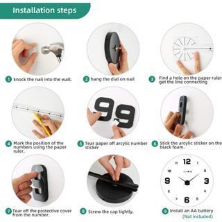 Lighthundred Mall Jam Dinding 3D / Stiker Jam Dinding Digital 3D Tanpa Bingkai DIY Untuk Dekorasi