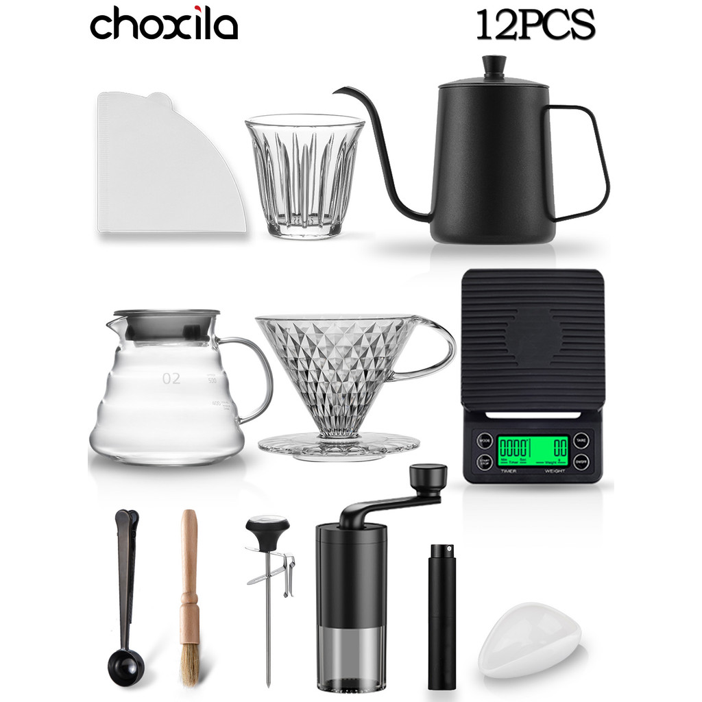 V02 Coffee Drip Set, 4/6/8/10/12 Piece Drip Coffee Maker Set, Pour-Over Coffee Set