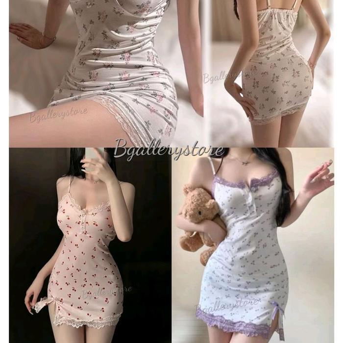 Dress Korea Mini Viral Wanita Press Body Lingerie Renda Lembut(Hanya Dress Saja)