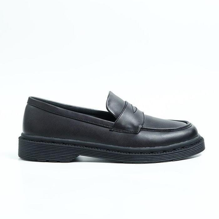 ASLI -Sepatu Loafers Formal Pria Floyd Black Flat Shoes Ready stok