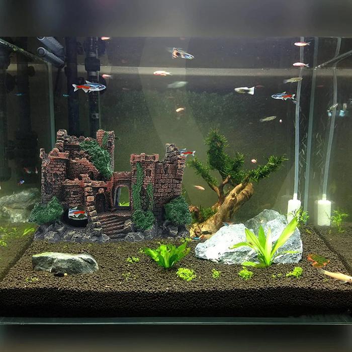 Hiasan Aquarium Kastil Puri Tua, Dekorasi Aquarium Puri Tua, Ornamen Aquarium Kastil Puri Tua,