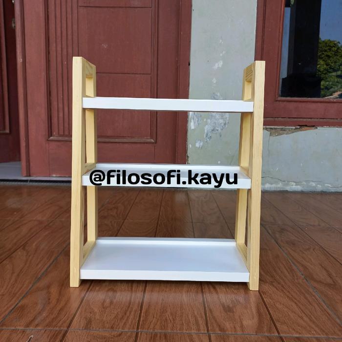 Rak Bumbu Dapur Susun 3 Medium / Rak Bumbu Aesthetic / Rak Bumbu Kayu Tbk