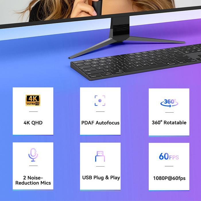 EMEET SmartCam C60E Webcam 4K USB-A Hitam