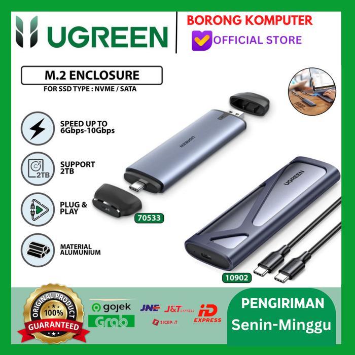 Ugreen Ssd Enclosure Nvme M.2 Sata 10Gbps Ke Usb 3.1 Type C Casing Ssd