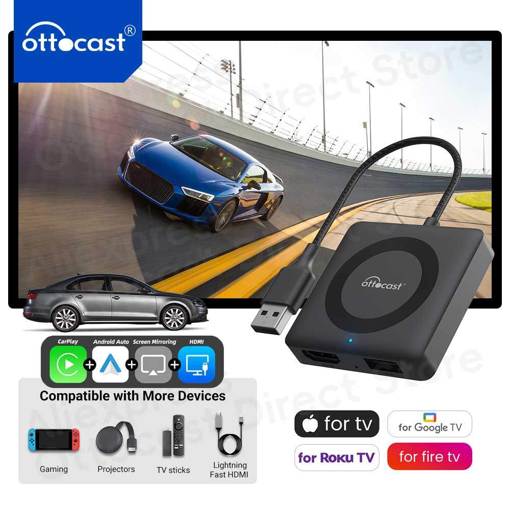 Ottocast Car TV Mate Pro Max Wireless CarPlay Android Auto Adapter for Fire Google TV Stick