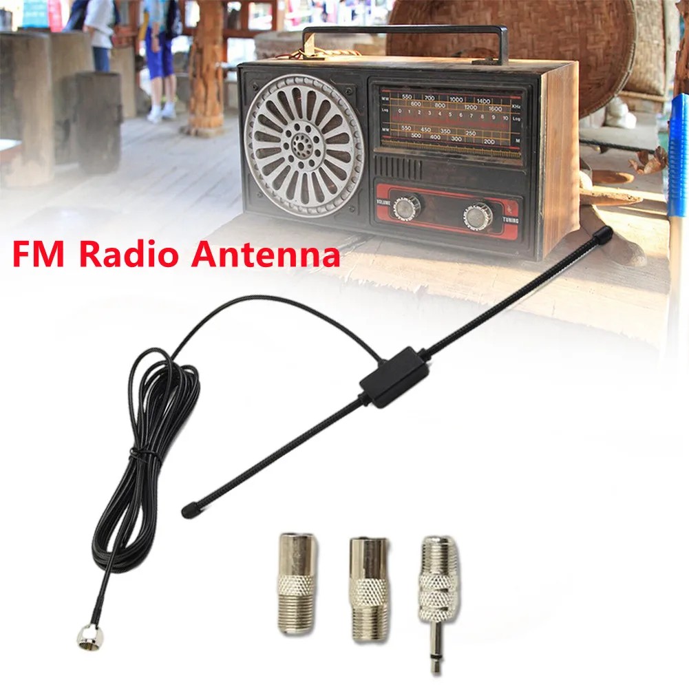 Antenna With Connector Adapter Dab Fm Radio Antenna Fm Dipole Aerial Audio Plug Connector Indoor