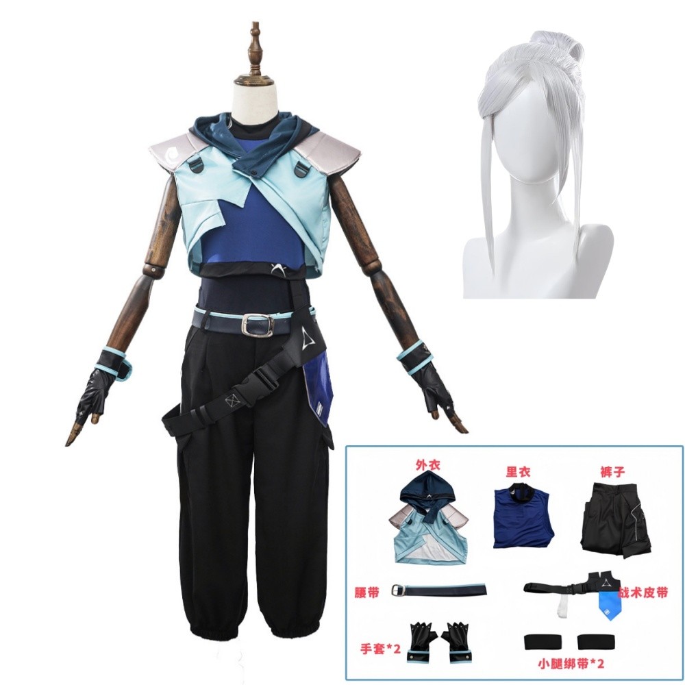 Jett Cosplay Costume Wig Women Halloween Outfits Full Set Uniform Suit Party Role Play Clothing