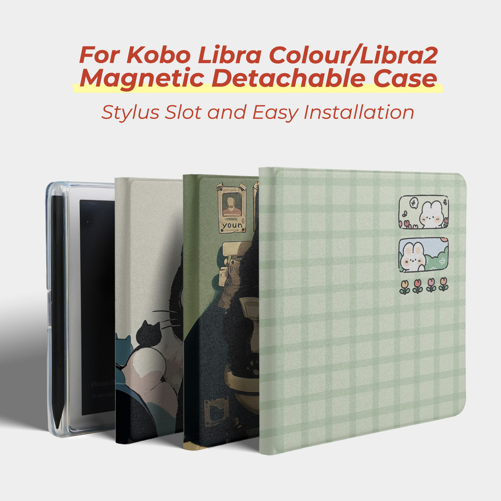 Twosheep Suit For Kobo Libra Colour Kobo Libra2 Magnetic Detachable Case Cover With Stylus Clear