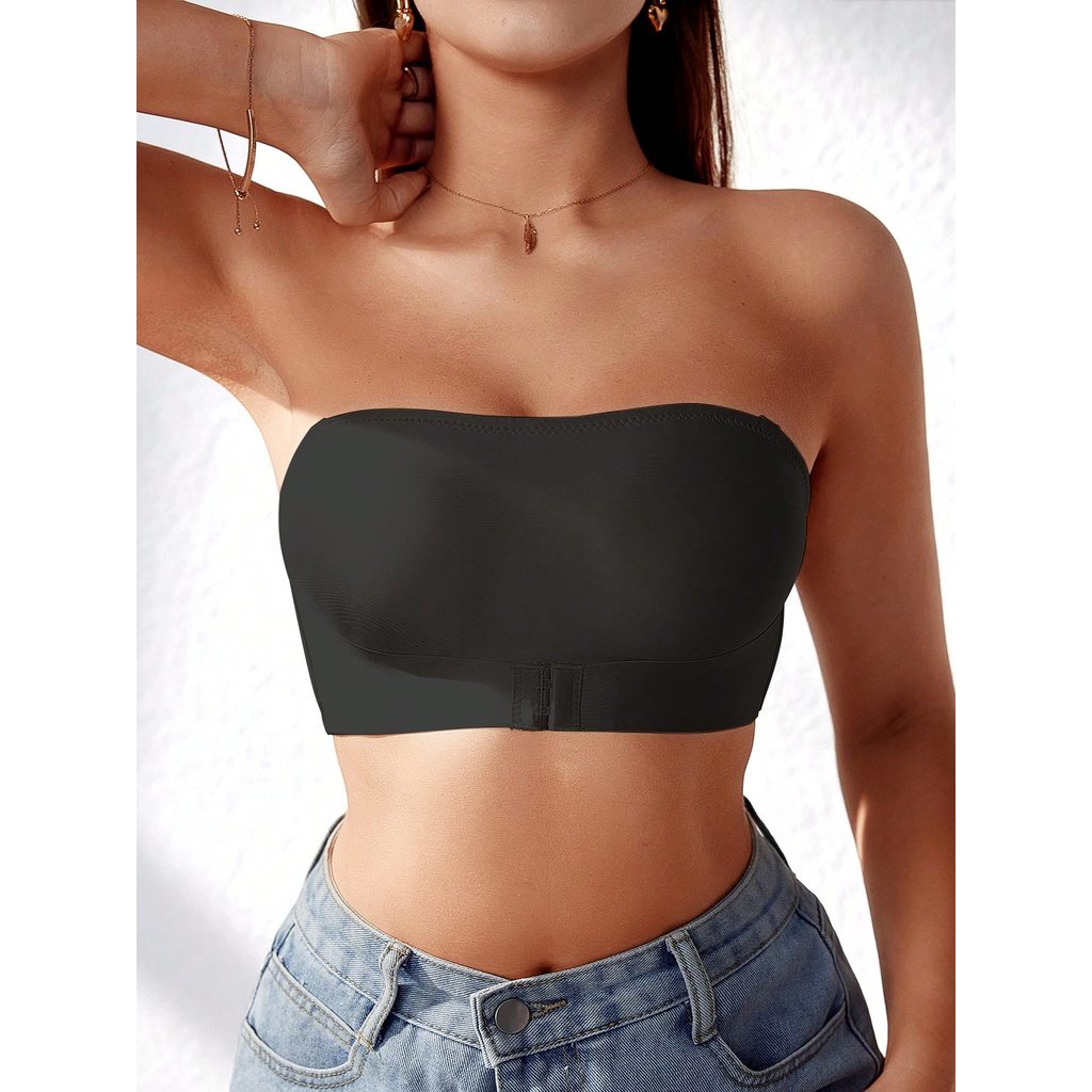 Women's front-button strapless, wire-free invisible anti-exposure comfortable lingerie