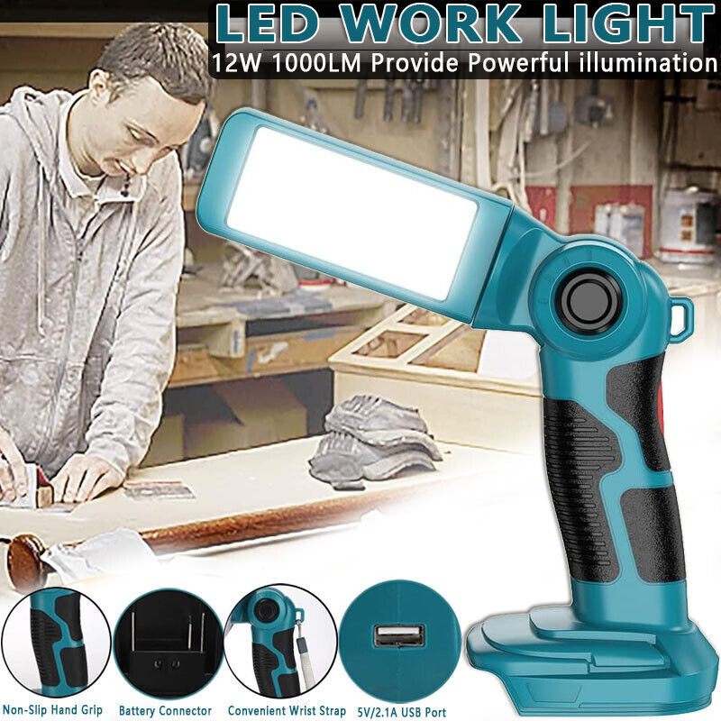 Oliv 12W 1000LM LED Work Light Flashlight for Makita 18V Li-ion Battery BL1850 BL1830 Handheld Spotl