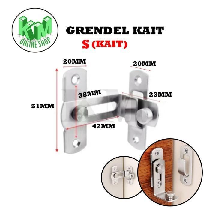 "New" Grendel Slot Pintu S (Kecil) / Kunci geser pintu / lemari geser Minim